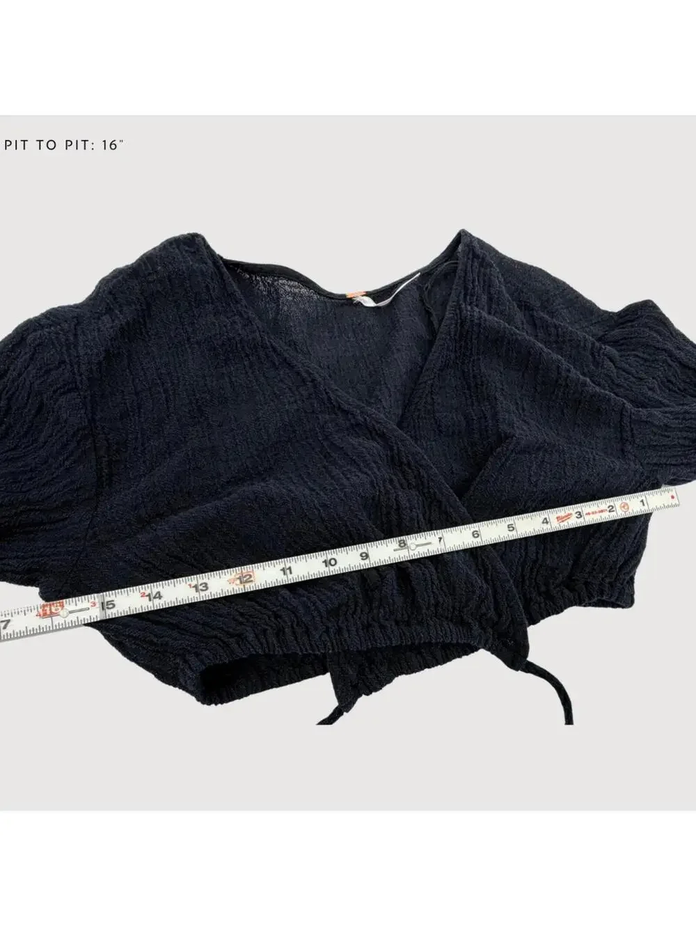 Free People Linen Blend Wrap Crop Top Black S
